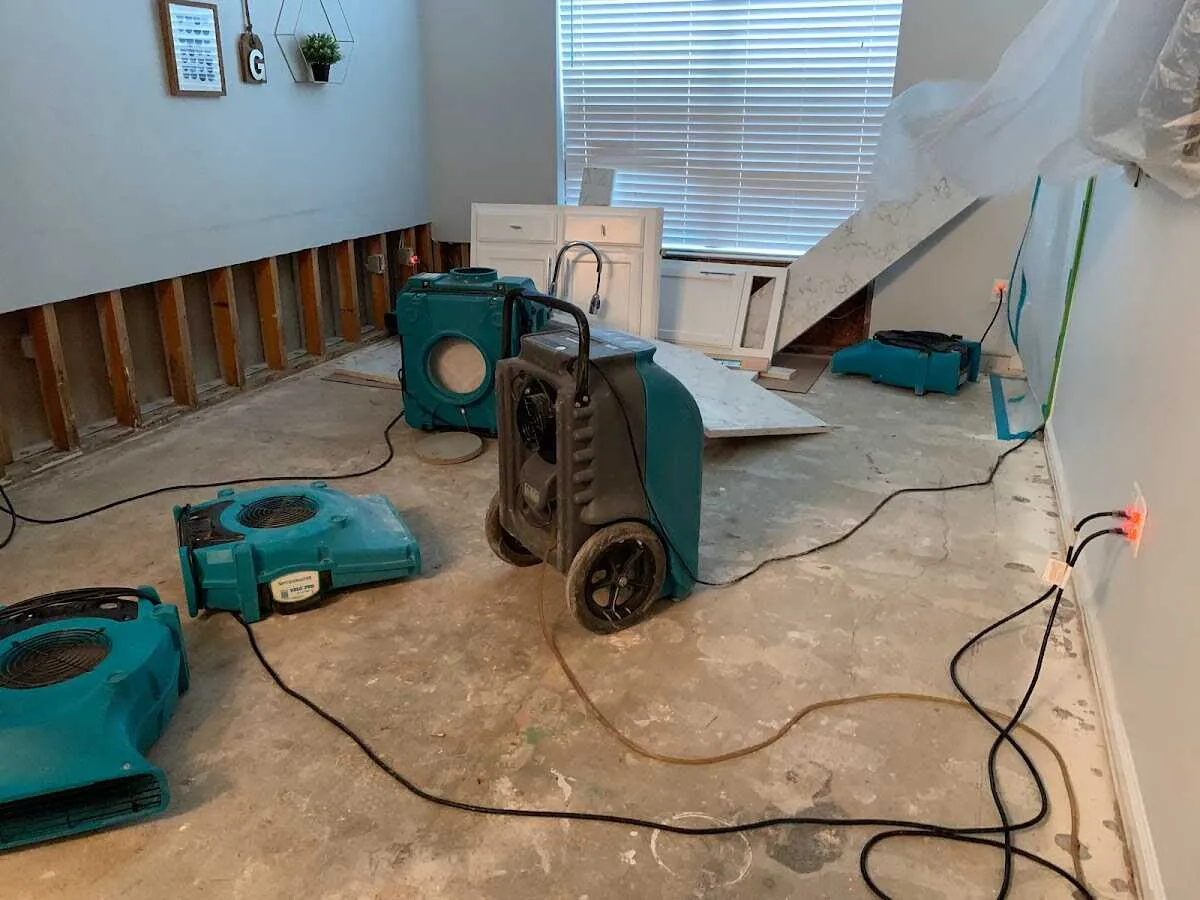 Dehumidifier in flood-cut room for Water Extraction & Removal in Barrington